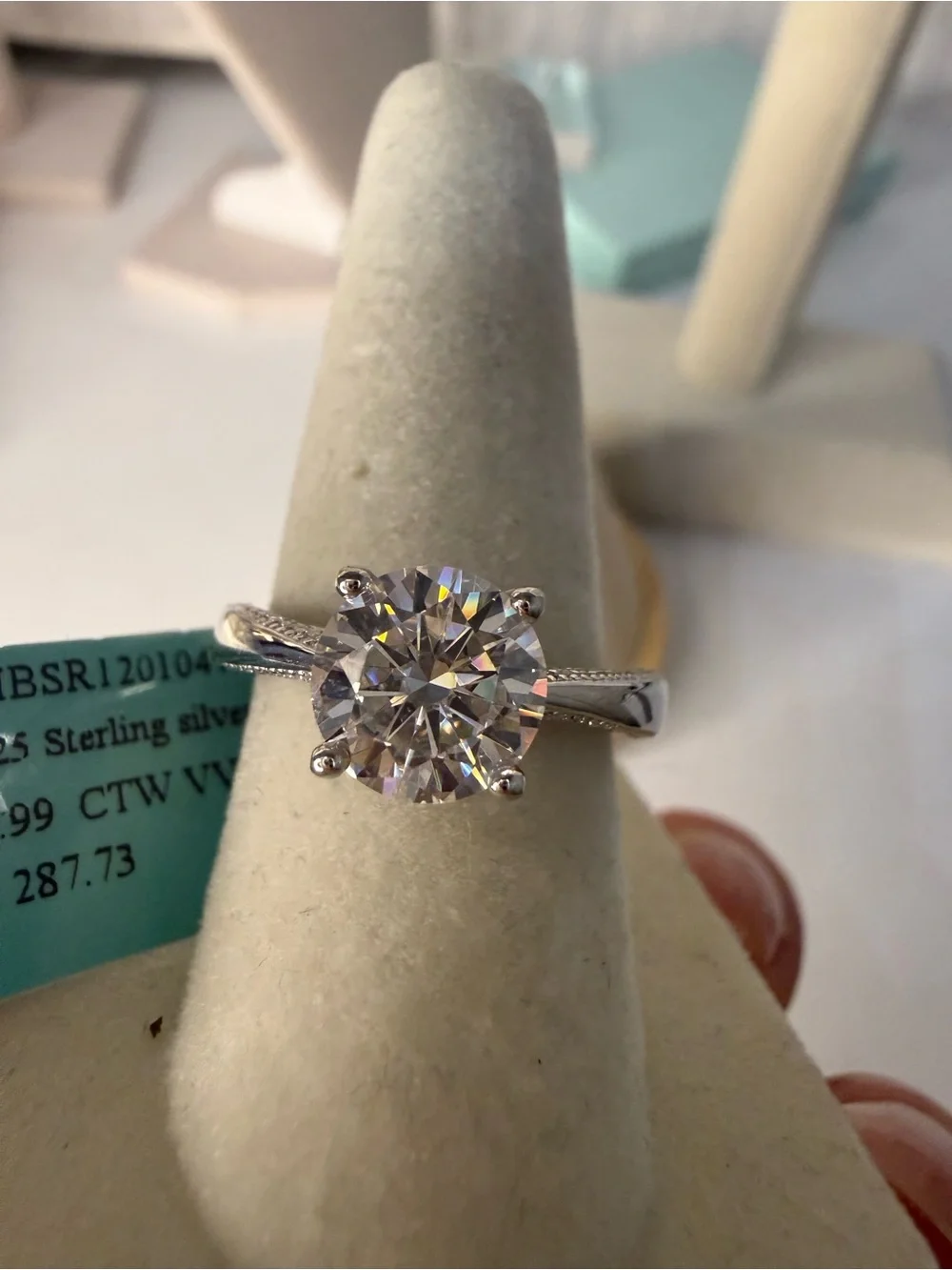 3.99 CTW Sterling Silver Round-Cut Moissanite Ring MSRP $287